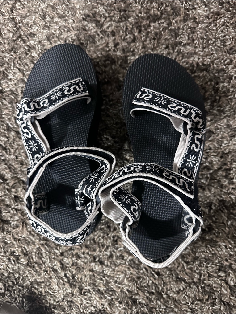 Teva Black and White Patterned Kids Sport Sandals